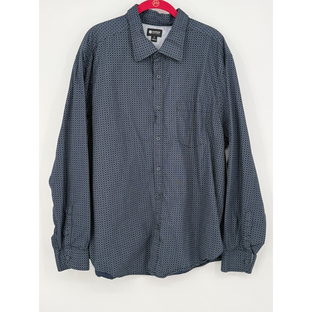 Haggar Men's Blue Long Sleeve Button Down 2X